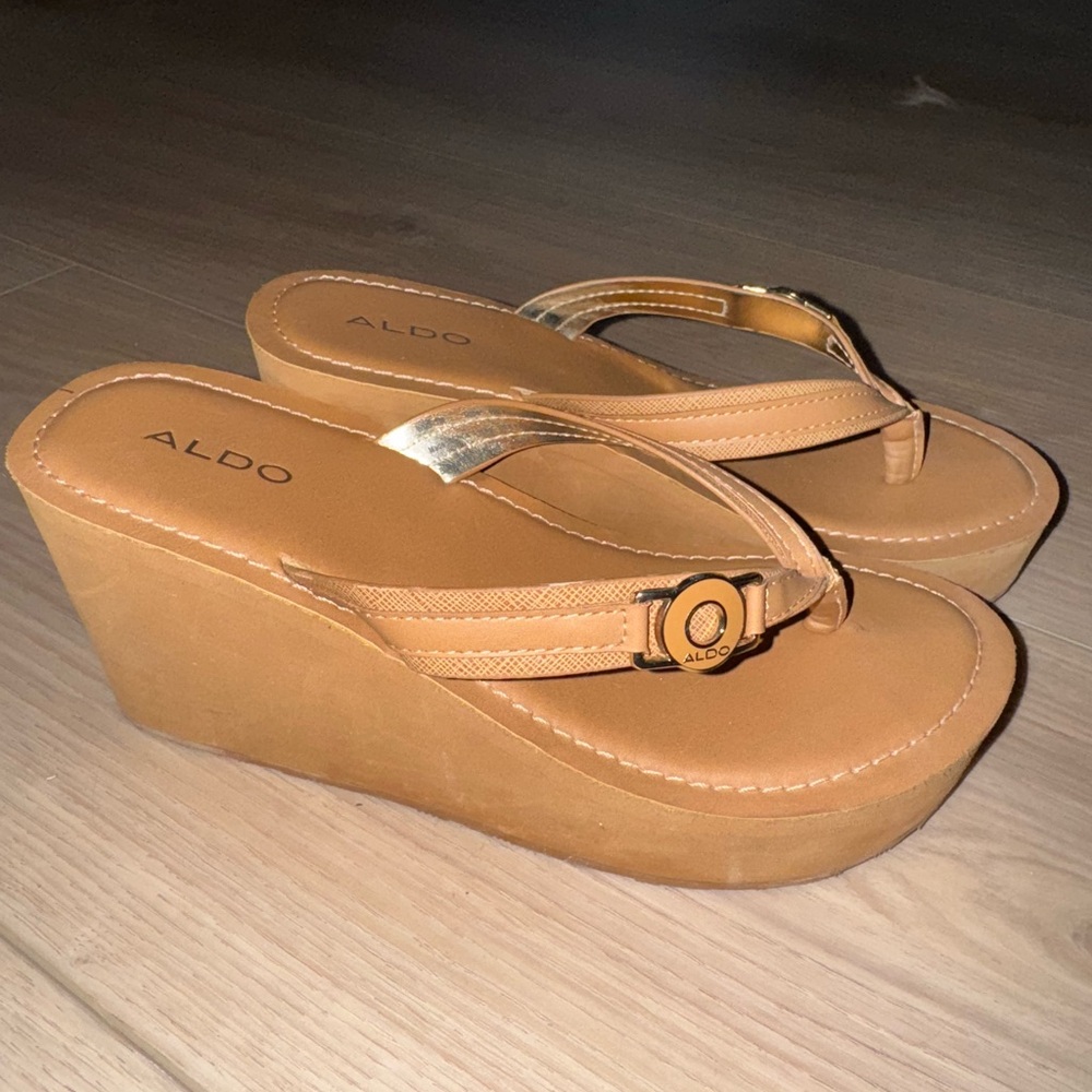 ALDO Tan Wedge Sandals